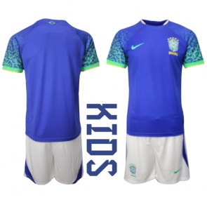 Brazílie Dětské Venkovní dres komplet MS 2022 Krátký Rukáv (+ trenýrky)